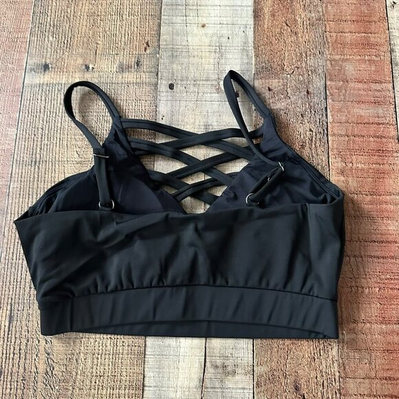 Womens Black Raw Activewear Set With Crisscross Crop Top & High Waist Leggings - Picture 8 of 10